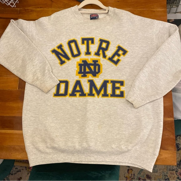 Vintage 90s Fighting Irish Notre Dame College Crewneck Sweatshirt  Size XL Shirt - Picture 13 of 16